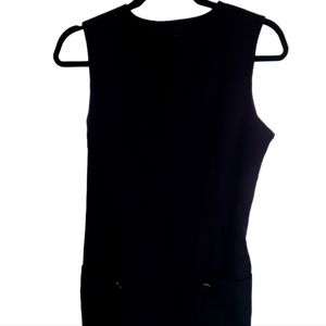 Derek lamb black sleeveless mini dress with gold buttons